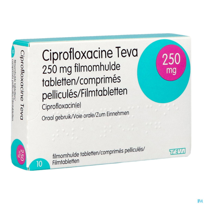 Ciprofloxacine teva comp 10 x 250 mg