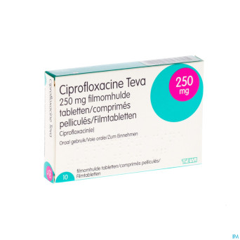 Ciprofloxacine teva comp 10 x 250 mg