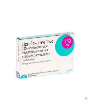 Ciprofloxacine teva comp 10 x 250 mg