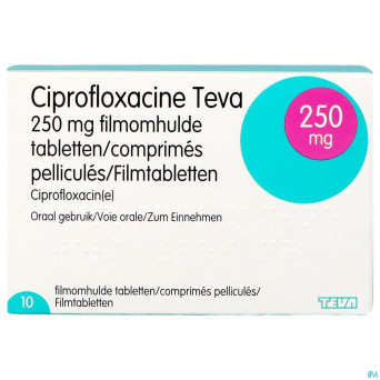 Ciprofloxacine teva comp 10 x 250 mg