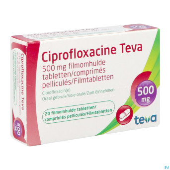 Ciprofloxacine teva comp 20 x 500 mg