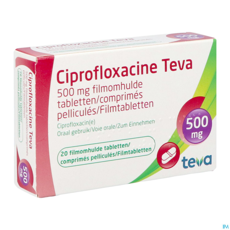 Ciprofloxacine teva comp 20 x 500 mg