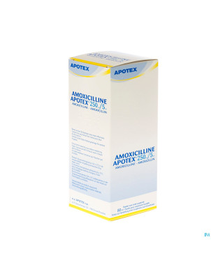 Amoxicilline apotex poudre susp or 250mg 5ml 80ml
