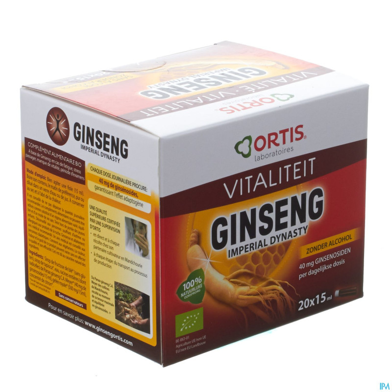 Ortis ginseng imperial dynastie bio s/alc. 20x15ml