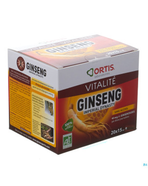 Ortis ginseng imperial dynastie bio s/alc. 20x15ml