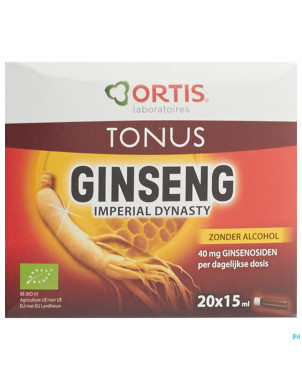 Ortis ginseng imperial dynastie bio s/alc. 20x15ml
