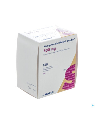 Mycophenolat mofetil sandoz 500 mg comp pell 150