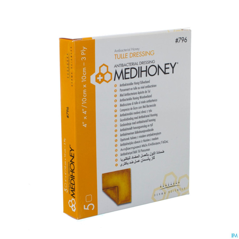 Medihoney pans tulle miel a/bact.    10x10cm  5