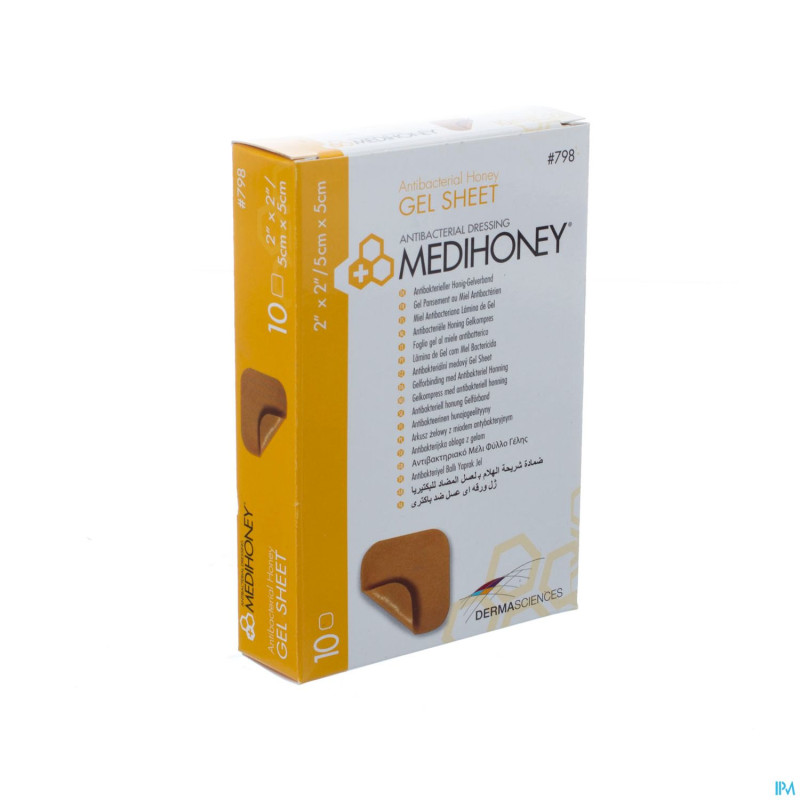 Medihoney pans gel miel a/bacterien    5x 5cm 10