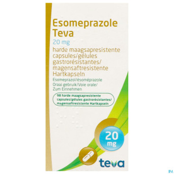 Esomeprazole teva caps gastro resistant fl 98x20mg