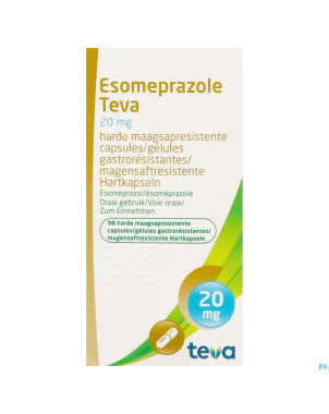 Esomeprazole teva caps gastro resistant fl 98x20mg
