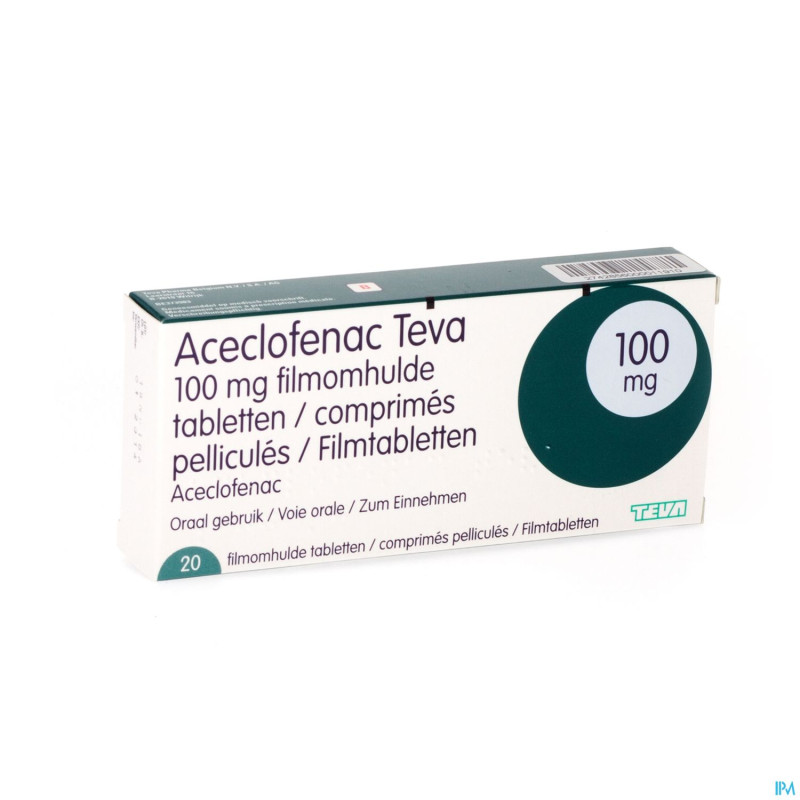 Aceclofenac teva 100 mg comp pell 20 x 100 mg