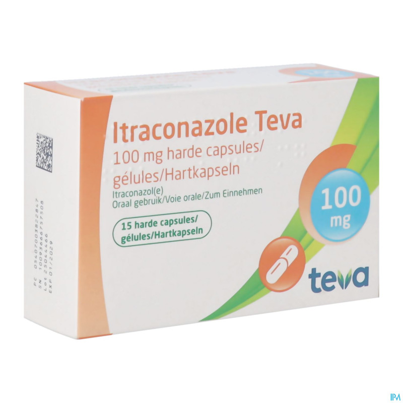 Itraconazole teva 100 mg caps dur  15