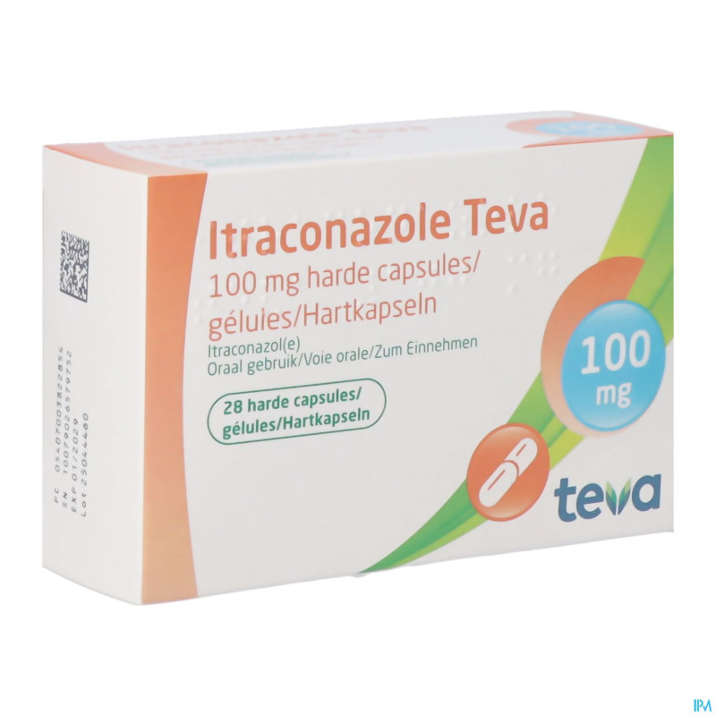 Itraconazole teva 100 mg caps dur  28