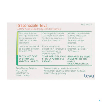Itraconazole teva 100 mg caps dur  28