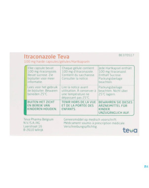Itraconazole teva 100 mg caps dur  28