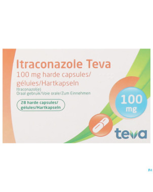 Itraconazole teva 100 mg caps dur  28