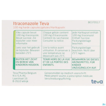 Itraconazole teva 100 mg caps dur  28