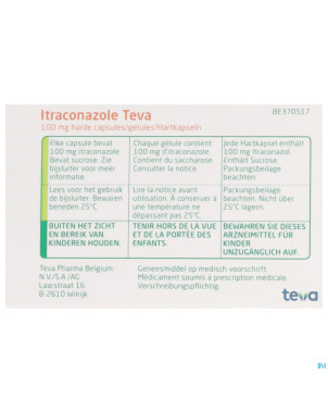 Itraconazole teva 100 mg caps dur  28