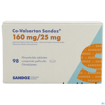 Co valsartan sandoz 160 mg/25,0 mg comp pell 98