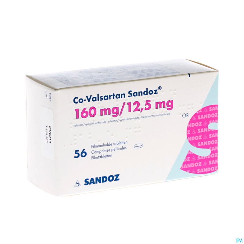 Co valsartan sandoz 160 mg/12,5 mg comp pell 56