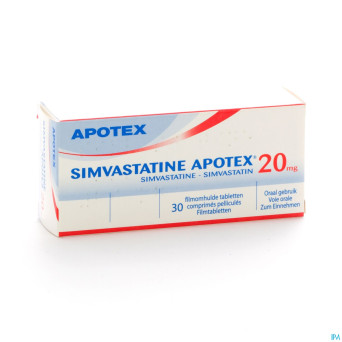 Simvastatine apotex 20 mg comp pell  30 x 20 mg