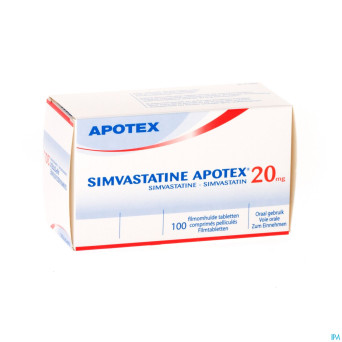 Simvastatine apotex 20 mg comp pell 100 x 20 mg