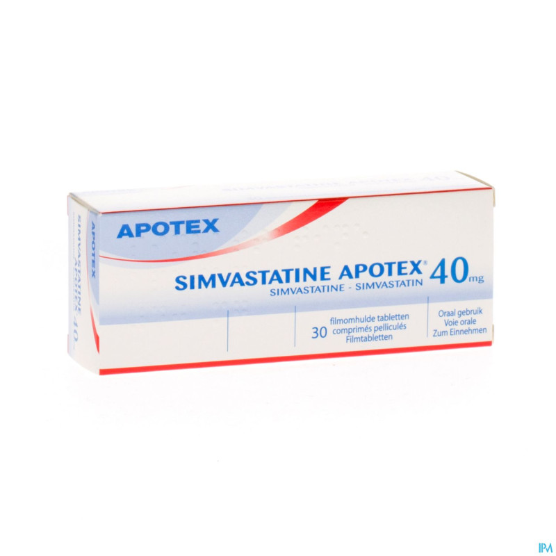 Simvastatine apotex 40 mg comp pell  30 x 40 mg
