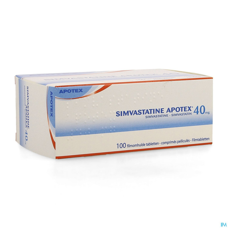 Simvastatine apotex 40 mg comp pell 100 x 40 mg