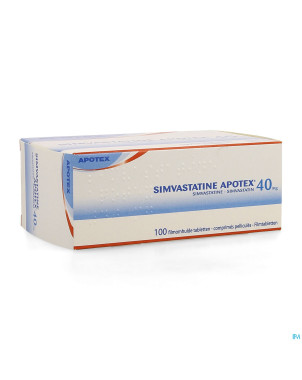 Simvastatine apotex 40 mg comp pell 100 x 40 mg