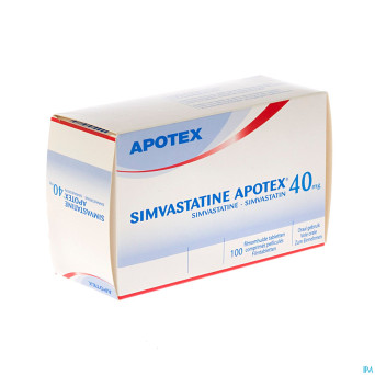 Simvastatine apotex 40 mg comp pell 100 x 40 mg