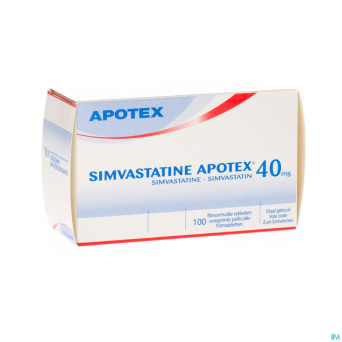Simvastatine apotex 40 mg comp pell 100 x 40 mg