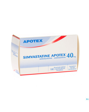 Simvastatine apotex 40 mg comp pell 100 x 40 mg