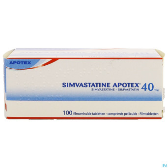 Simvastatine apotex 40 mg comp pell 100 x 40 mg