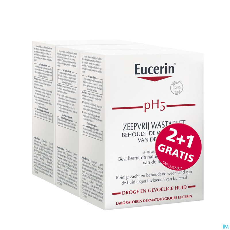Eucerin ph5 pain dermato s/savon 100g 2+1 gratuit