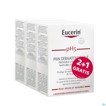 Eucerin ph5 pain dermato s/savon 100g 2+1 gratuit