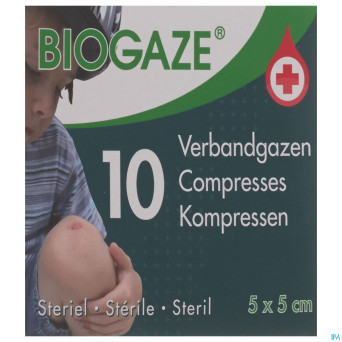 Biogaze compresse impregnee  5x 5cm 10