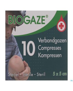 Biogaze compresse impregnee  5x 5cm 10