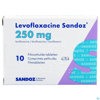 Levofloxacine sandoz comp pell 10 x 250 mg