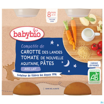 Babybio menu jour legumes-pates    2x200g 51054