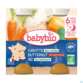 Babybio bonne nuit carotte-potimarron-riz 2x200g