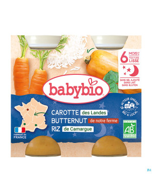 Babybio bonne nuit carotte-potimarron-riz 2x200g