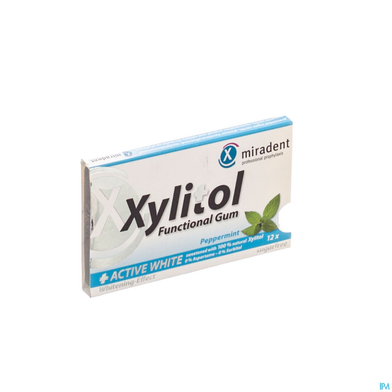 Miradent chewing gum xylitol active white ss 12