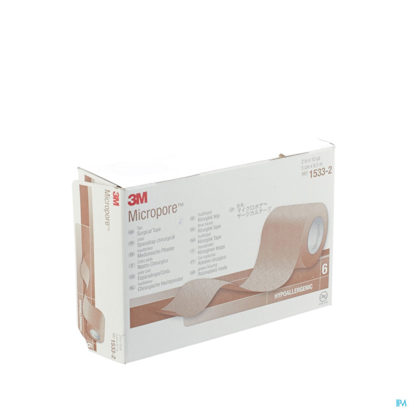 Micropore 3m skin tone 50,0cmx9,14m roul.  6 15332