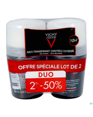 Vichy homme deo a/transp. 72h bille duo 2x50ml