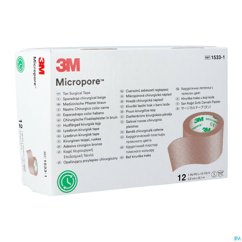 Micropore 3m skin tone 25,0mmx9,15m roul. 12 15331