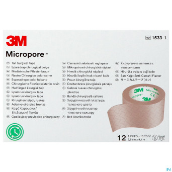 Micropore 3m skin tone 25,0mmx9,15m roul. 12 15331