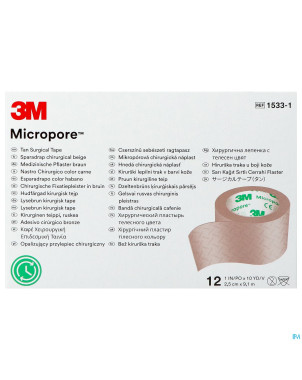 Micropore 3m skin tone 25,0mmx9,15m roul. 12 15331
