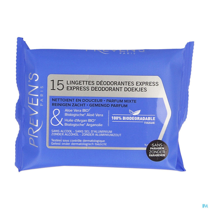 Preven's lingette deodorantes pocket    sach 1x15