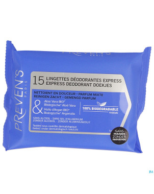 Preven's lingette deodorantes pocket    sach 1x15